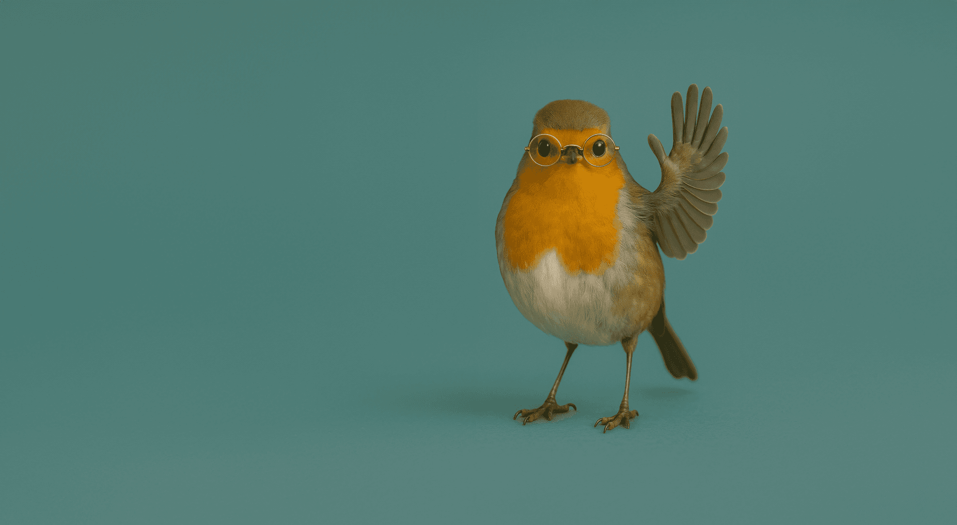 Robin with hand up